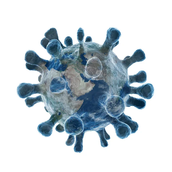 Concepto Coronavirus Virus Del Microscopio Cerca Renderizado — Foto de Stock