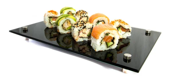 Black sushi plate — Stock Photo, Image