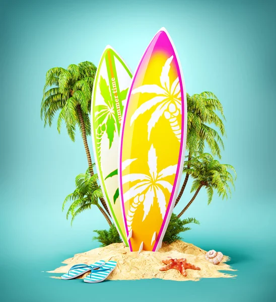 Tablas de surf en la isla del paraíso — Foto de Stock