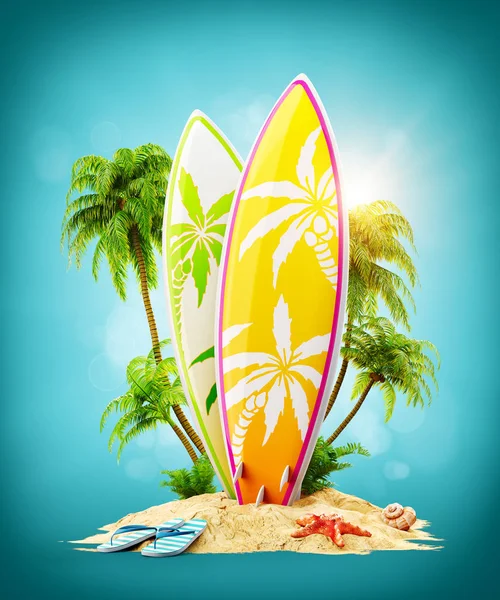 Pranchas de surf na ilha paradisíaca — Fotografia de Stock
