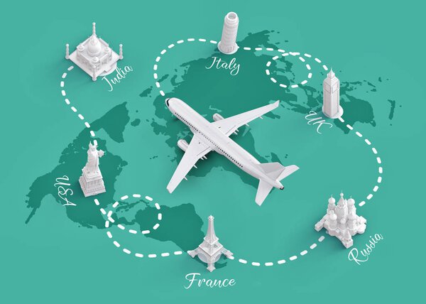 Traveling around the world by plane