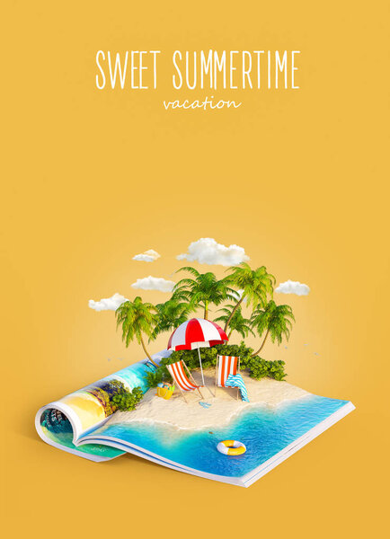 Deck chairs on a sand beach