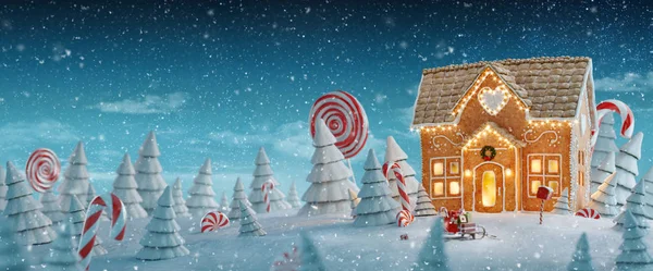 Erstaunliche Märchen Weihnachten Haus — Stockfoto