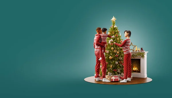 不同寻常的圣诞节3D插图 — 图库照片