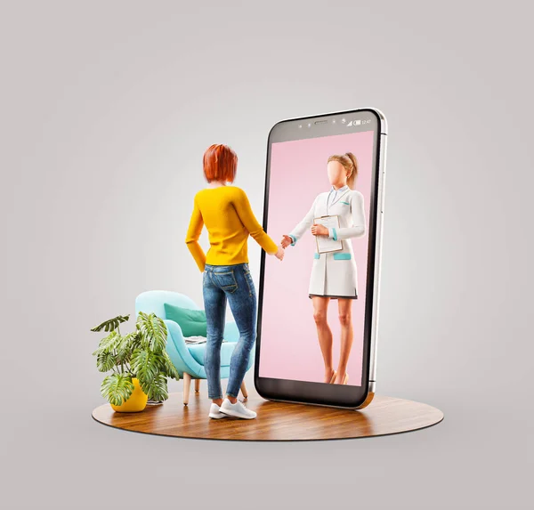 Neobvyklá 3D ilustrace inteligentní telefonní aplikace — Stock fotografie