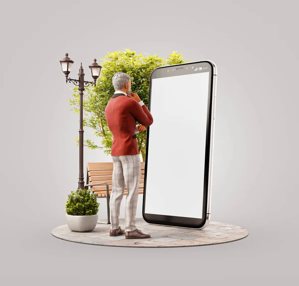 Ungewöhnliche 3D-Illustration Smartphone-Anwendung — Stockfoto