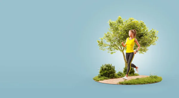 Illustratie Van Een Jonge Vrouw Aan Het Joggen Een Park — Stockfoto