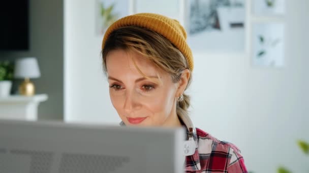 Young man studying online of working from home in internet. — Stock Video