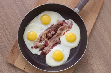 bir tavada iki kişilik kahvaltı