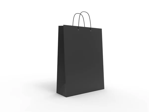 Classica shopping bag nera, isolata. Illustrazione 3d . — Foto Stock