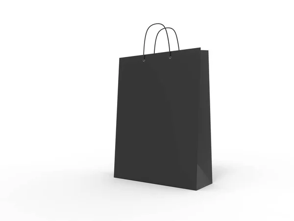 Класична чорна торгова сумка, ізольована. 3d ілюстрація . — стокове фото
