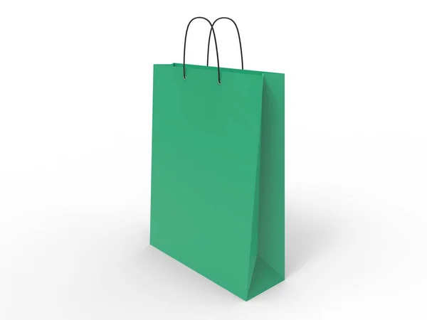 Klassische grüne Einkaufstasche, isoliert. 3D-Illustration. — Stockfoto