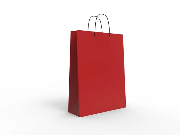 Klasszikus piros bevásárló táska, elszigetelt. 3D-s illusztráció. — Stock Fotó