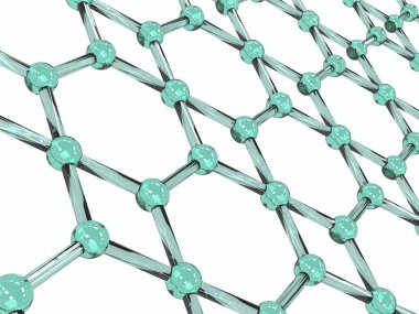 Arka plan yeşil molekülleri. 3D çizim.