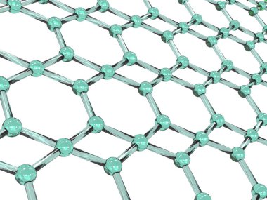 Arka plan yeşil molekülleri. 3D çizim.