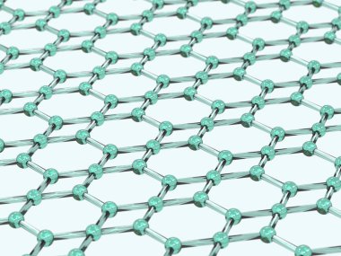 Arka plan yeşil molekülleri. 3D çizim.