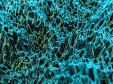 Soyut teknolojik renkli mavi ve yeşil altyapı poly mesh oluşur. 3D çizim.