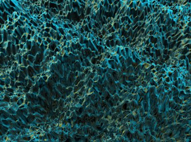 Soyut teknolojik renkli mavi ve yeşil altyapı poly mesh oluşur. 3D çizim.