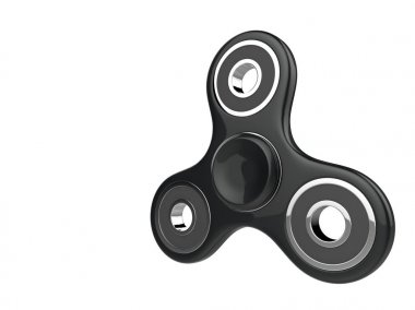 Siyah beyaz izole arka planda Spinner stres giderici oyuncak kıpır. 3D çizim.