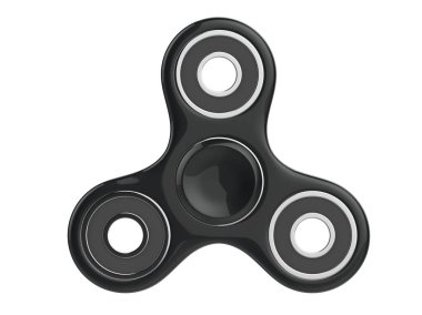 Siyah beyaz izole arka planda Spinner stres giderici oyuncak kıpır. 3D çizim.