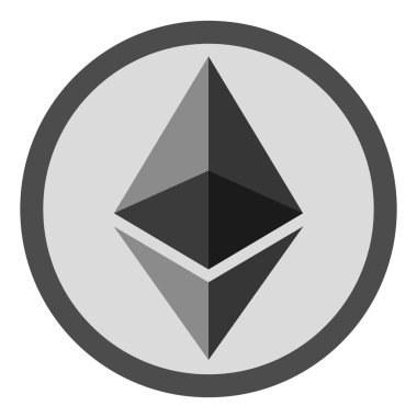 Ethereum düz simgesi Internet para için. Kripto para birimi simgesi ve sikke görüntü. Vektör çizim.
