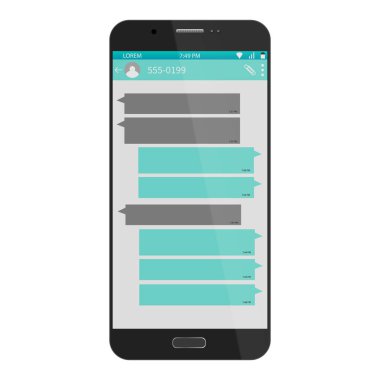 Sosyal ağ şablonu kabarcıklar sohbet akıllı telefon. Haberci pencere. Kastamonuda ve ileti kavramı. Vektör çizim. EPS 10