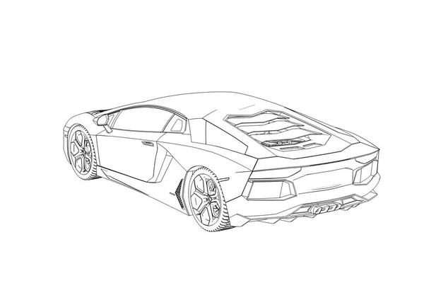 Sprot Car Lamborghini Aventador Schets. 3D Illustratie. — Stockfoto