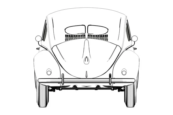 Sprot Car Wolksvagen Beetle Sketch. 3D Illustration. — Stock Photo, Image