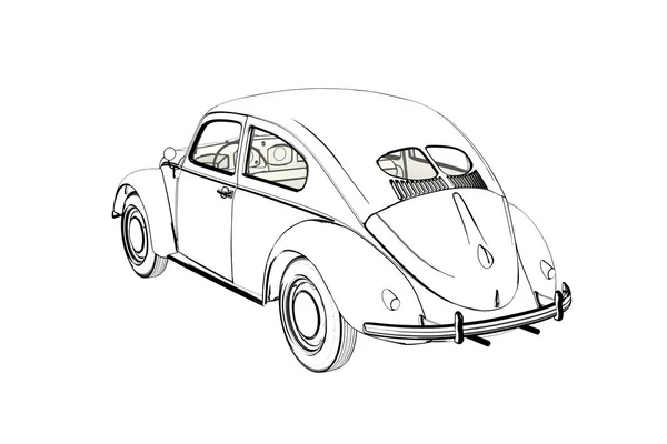 Sprot Car Wolksvagen Beetle Sketch. Illustration 3D . — Photo