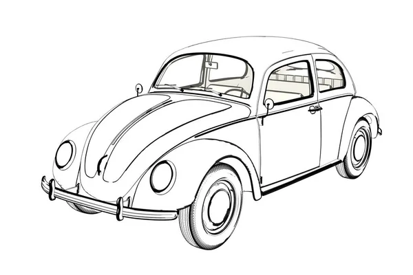 Sprot αυτοκίνητο σκίτσο Wolksvagen κανθάρων. 3D απεικόνιση. — Φωτογραφία Αρχείου