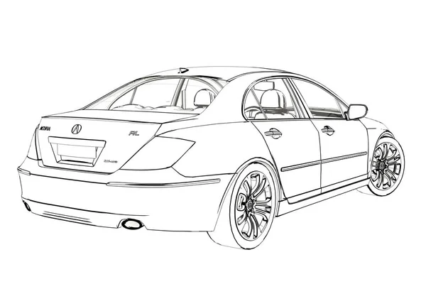 Luxe auto Acura Rl schets. 3D illustratie. — Stockfoto