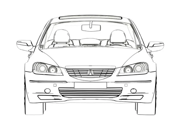 Розкіш автомобіля Acura Rl ескіз. 3D ілюстрація. — стокове фото
