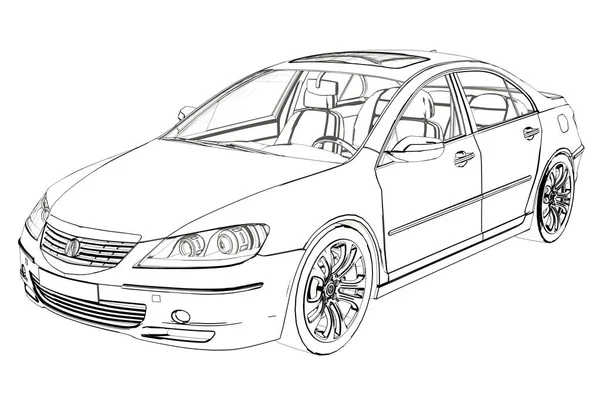 Luxury Car Acura RL Sketch. 3D Illustration. — Stock Photo, Image