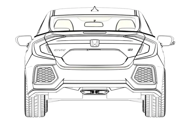 Sedan Honda Civic 2017 graphic Sketch. Ilustração 3D . — Fotografia de Stock