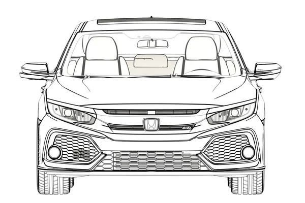 Sedan Honda Civic 2017 γραφικών σκίτσο. 3D απεικόνιση. — Φωτογραφία Αρχείου