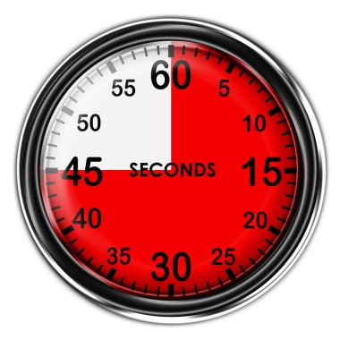 Illustration metallic stopwatch , 45 seconds. clipart