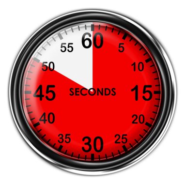 Illustration metallic stopwatch , 50 seconds. clipart
