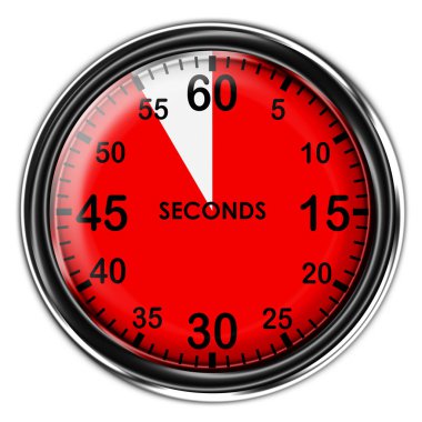 Illustration metallic stopwatch , 55 seconds. clipart