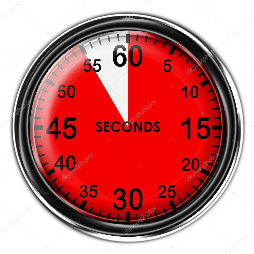 Illustration metallic stopwatch , 55 seconds.