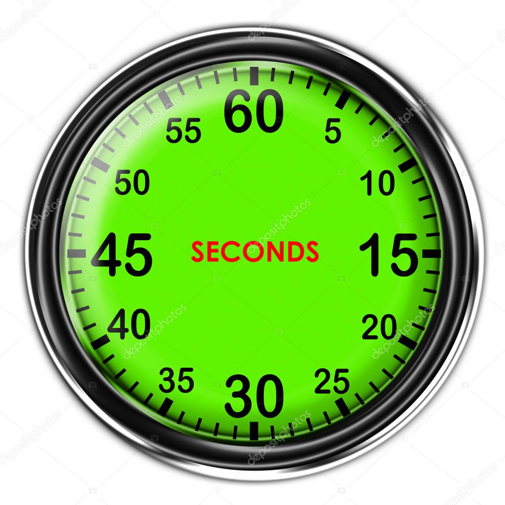 Illustration metallic stopwatch , 60 seconds.