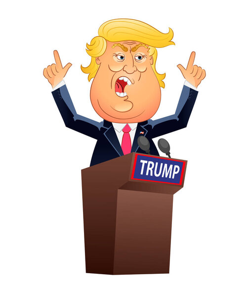 Caricature portrait of Donald Trump.