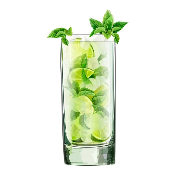 Aquarell-Illustration eines alkoholischen Cocktails. klassischer Mojito. — Stockvektor