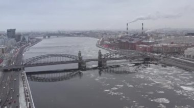 Aerial view winter in Saint-Petersburg, Russia.