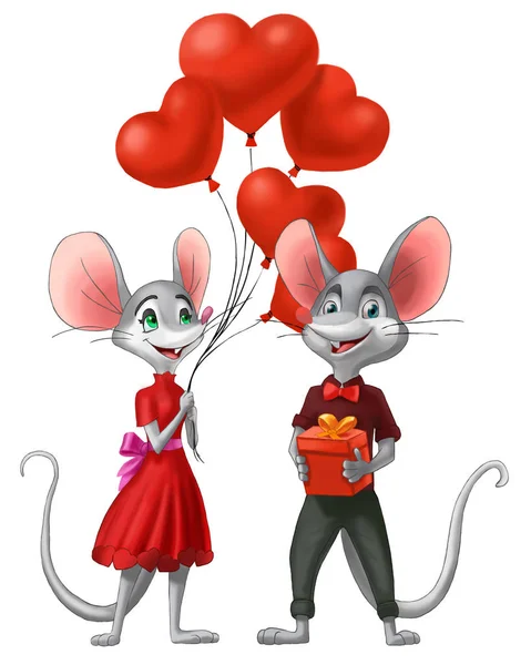 鼠标夫妇在情人节那天的爱 — 图库照片