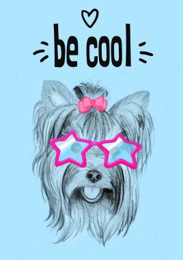 Gözlüklü parti köpek: kartpostal, davet.