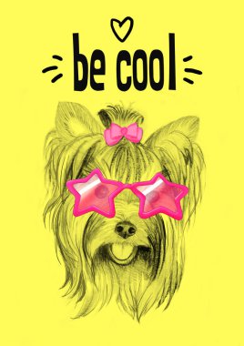 Gözlüklü parti köpek: kartpostal, davet.