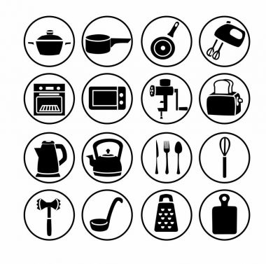 Mutfak ekipmanları. Icons set.