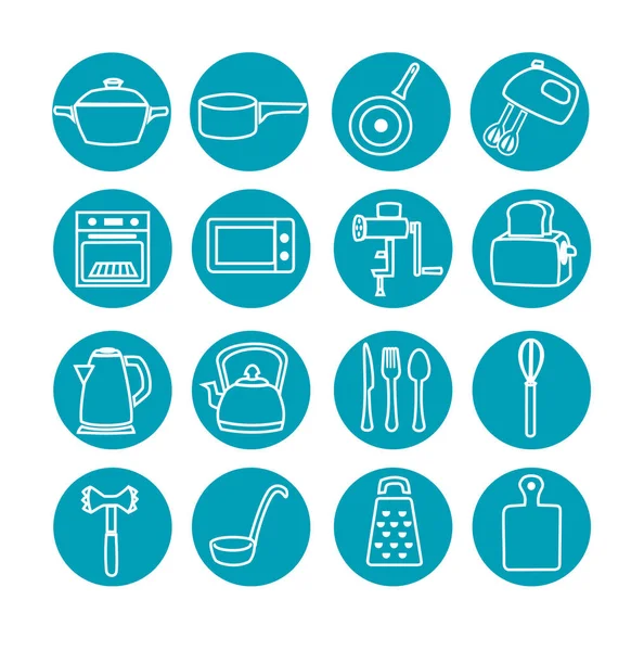 Küchengeräte. Symbole gesetzt. — Stockfoto