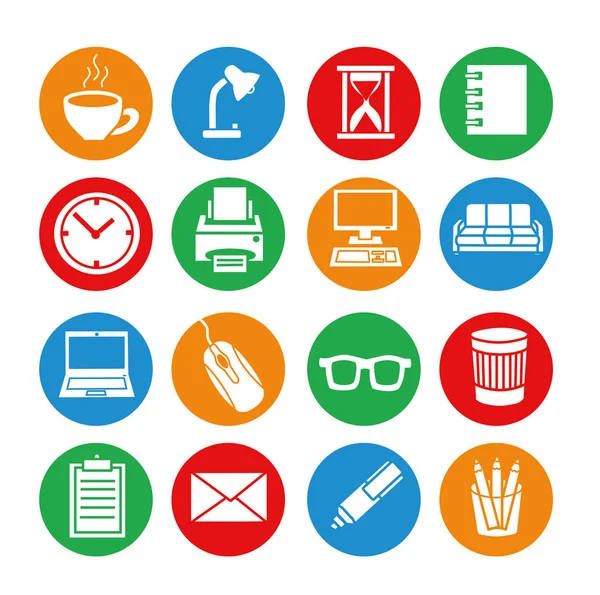 Web business icon set - Office supplies. Vector.
