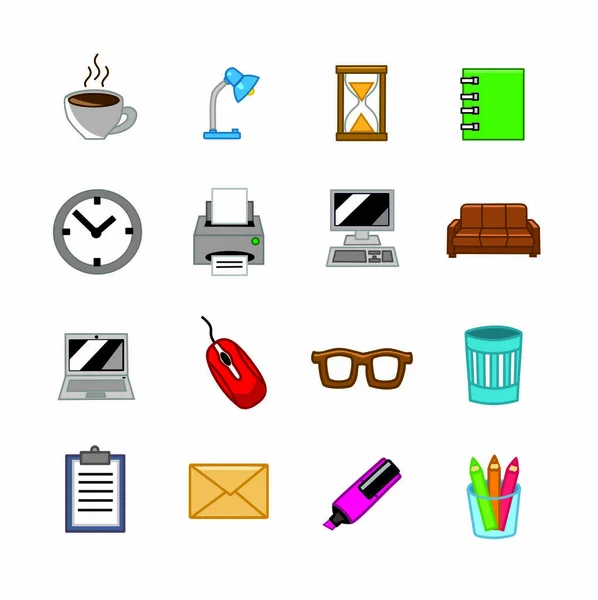 Conjunto de iconos de negocio web: suministros de oficina. Vector . —  Fotos de Stock
